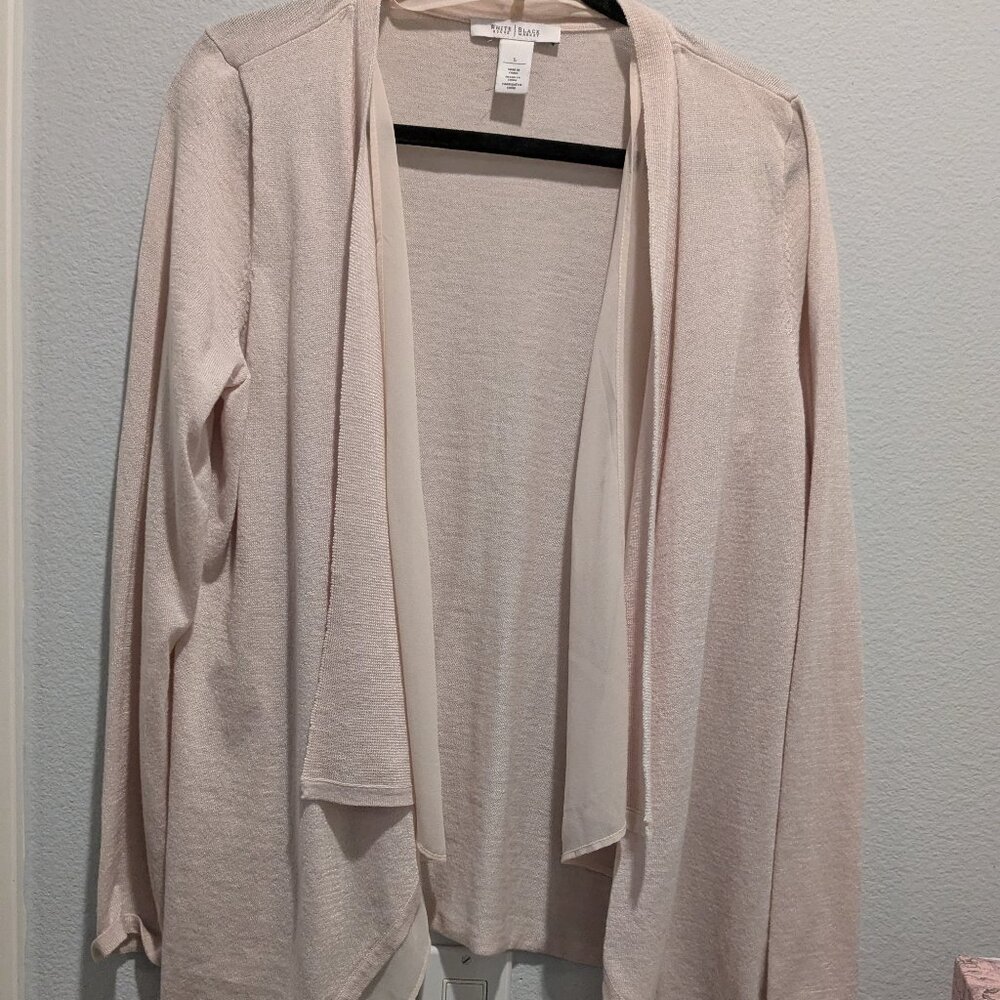 White House Black Market Pale Pink Open Cardigan - Large